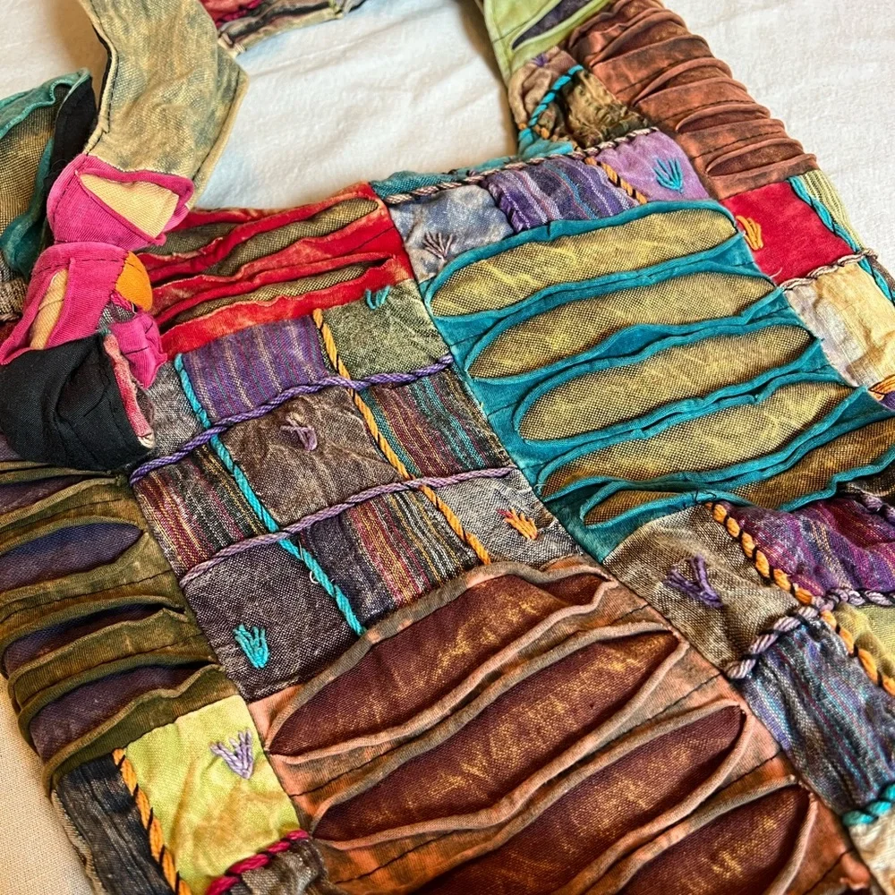 Boho Patchwork Hobo Bag Hippie Festival Crossbody Purse